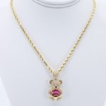 14k Cz Teddy Bear Pendant with Hollow Rope Chain 18inches 3 img 3478