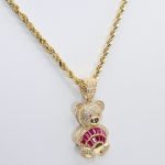 14k Cz Teddy Bear Pendant with Hollow Rope Chain 18inches 2 img 3486