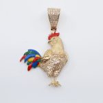 14k Rooster Pendant Cz 3 img 3544