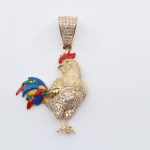 14k Rooster Pendant Cz 1 img 3545