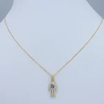 14k Hamsa Pendant with Solid Cable Chain (1mm - 20 inches) 2 hamsa-pendant-Chain