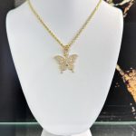 14k Butterfly Pendant with Hollow rope Chain 18 inches 2 img 3114