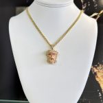 14k Holloe Miami Cuban Chain With Jesus Face Pendant 18 inches 2 img 3132