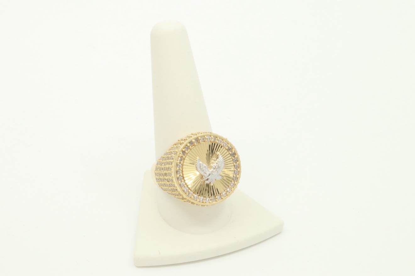 14K gold eagle ring with CZ, size 11