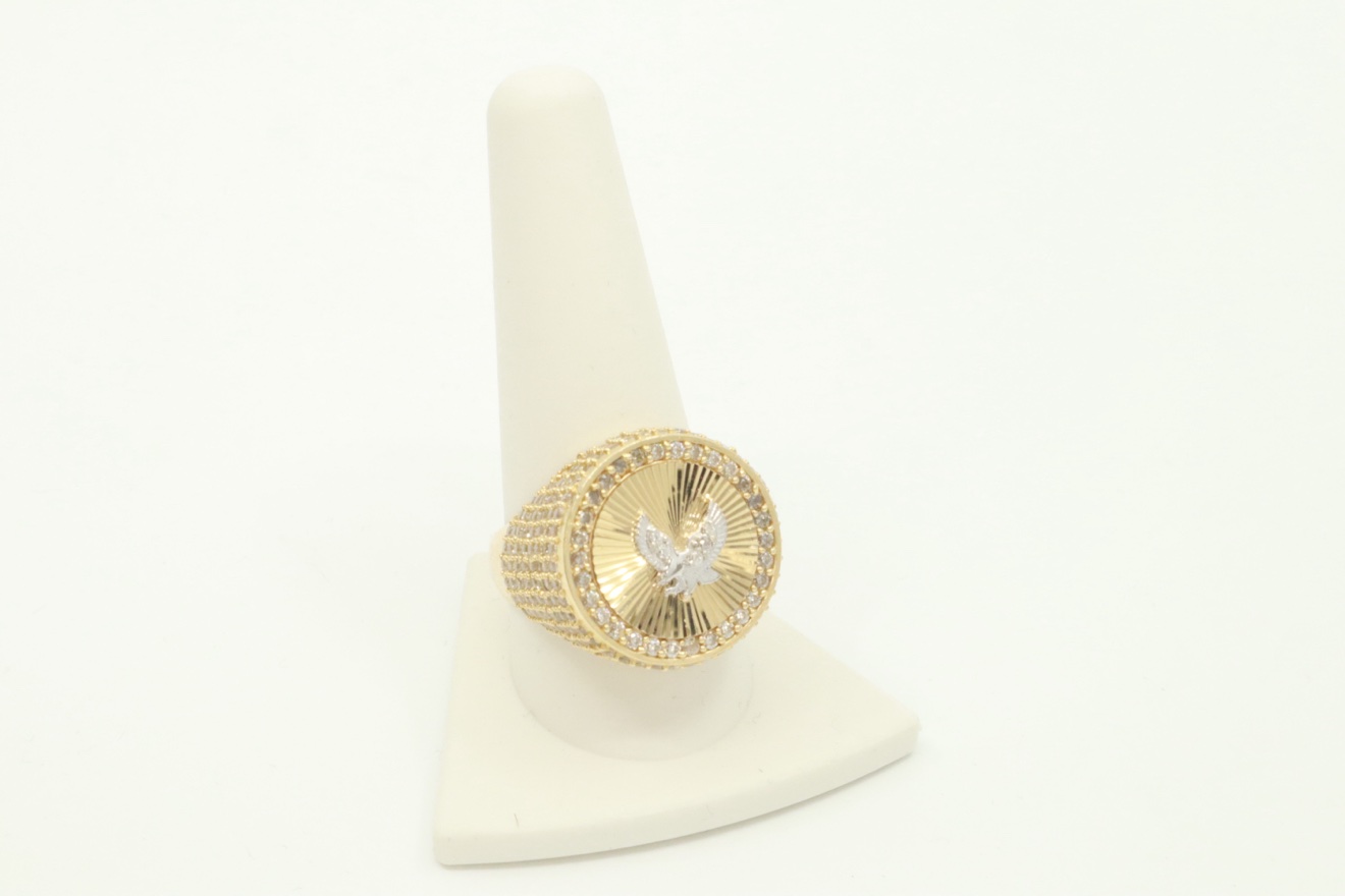14K gold eagle ring with CZ, size 11