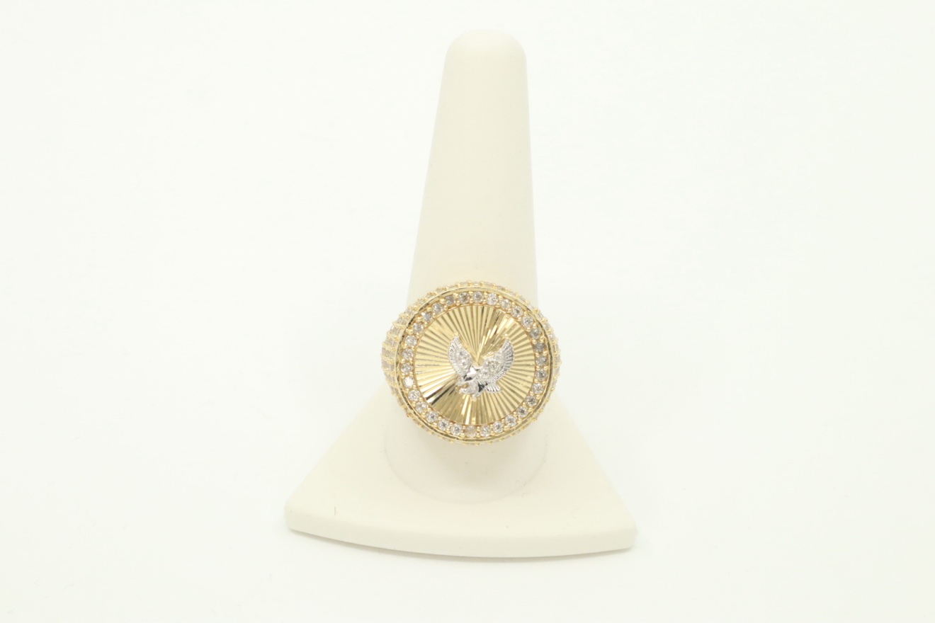 14K gold eagle ring with CZ, size 11