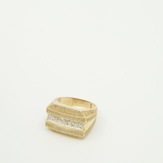 14K gold Last Supper ring with CZ, size 10