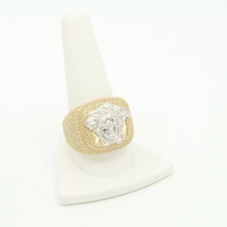 14K gold Medusa ring with CZ, size 11