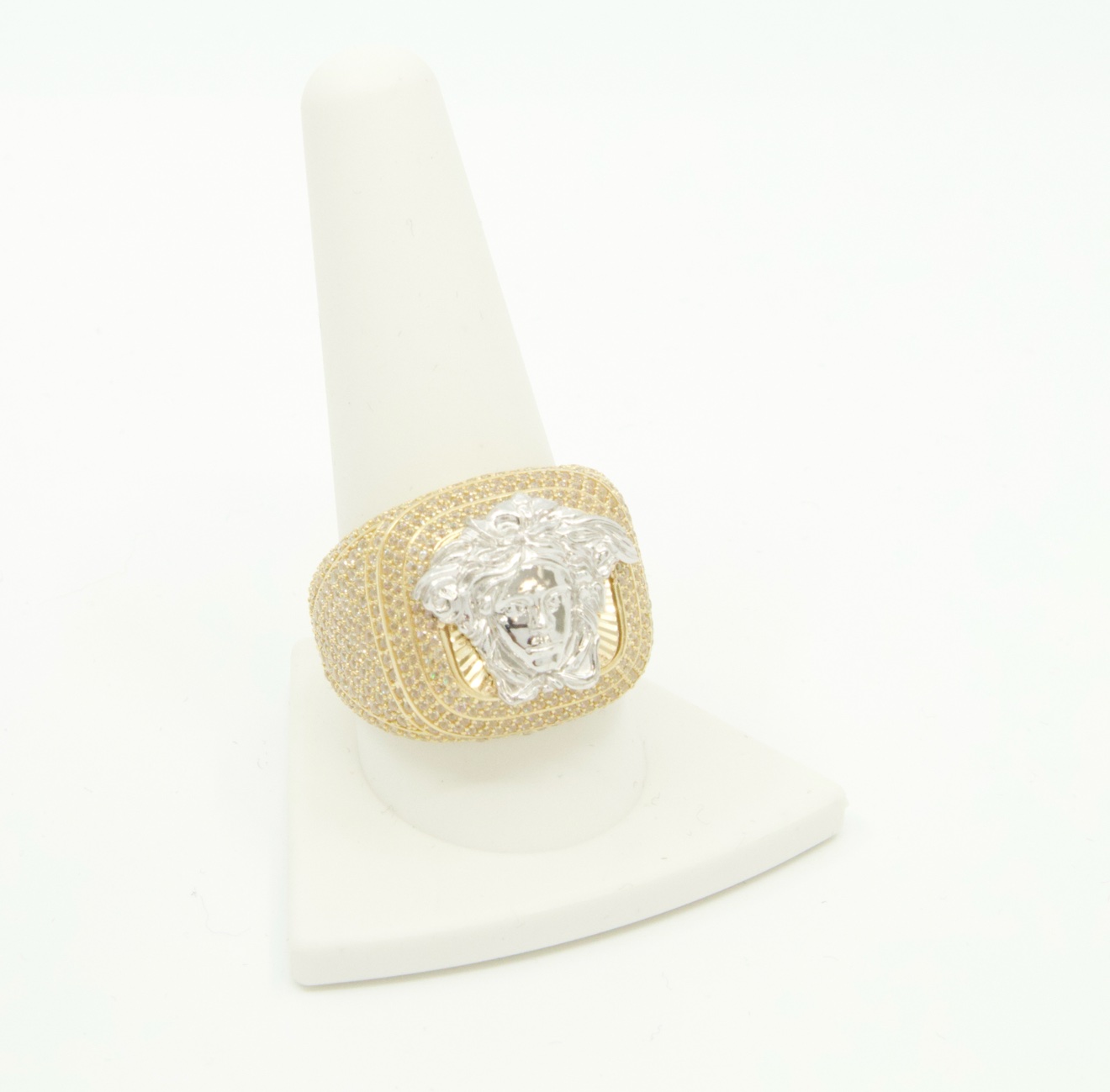 medusa-ring-14k-gold-cz-size-11-2.jpg 14K gold Medusa ring with CZ, size 11