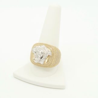 14K gold Medusa ring with CZ, size 11