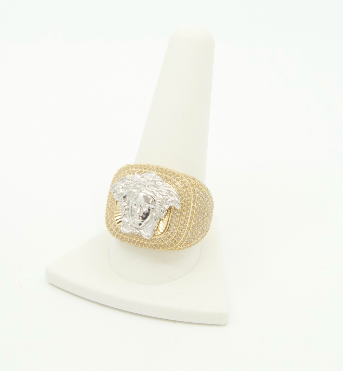medusa-ring-14k-gold-cz-size-11.jpg 14K gold Medusa ring with CZ, size 11