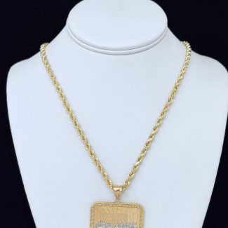 14K gold rope chain with Last Supper pendant, 24 inches